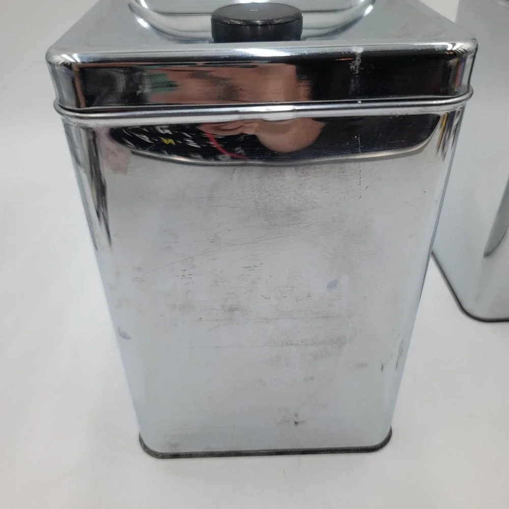 VTG Kreamer Ware Chrome Kitchen Canister Set 4pc Mid Century Retro Metal
